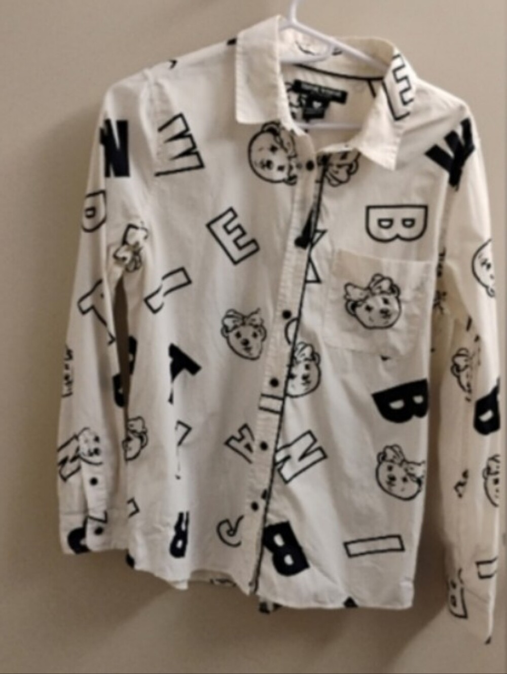 Teenie Weenie Girls Button Down Teddy Print Shirt Sz 8A